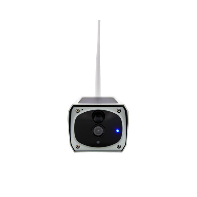a camera with a blue light