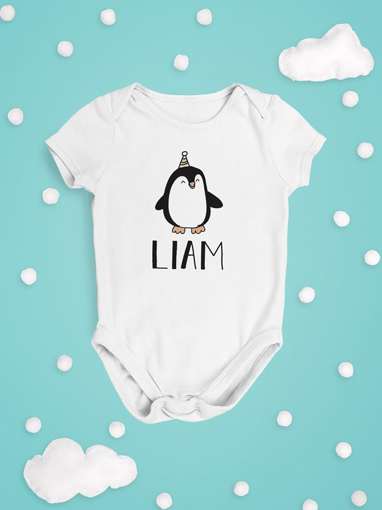 a baby clothes with a penguin on it
