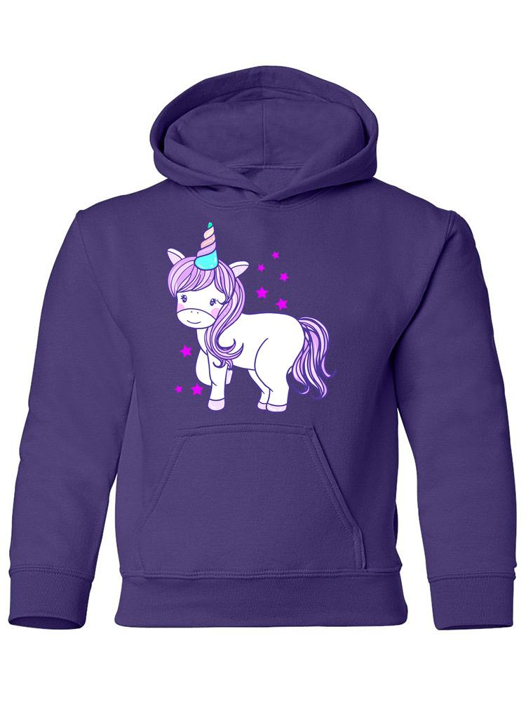 a purple hoodie with a unicorn on it