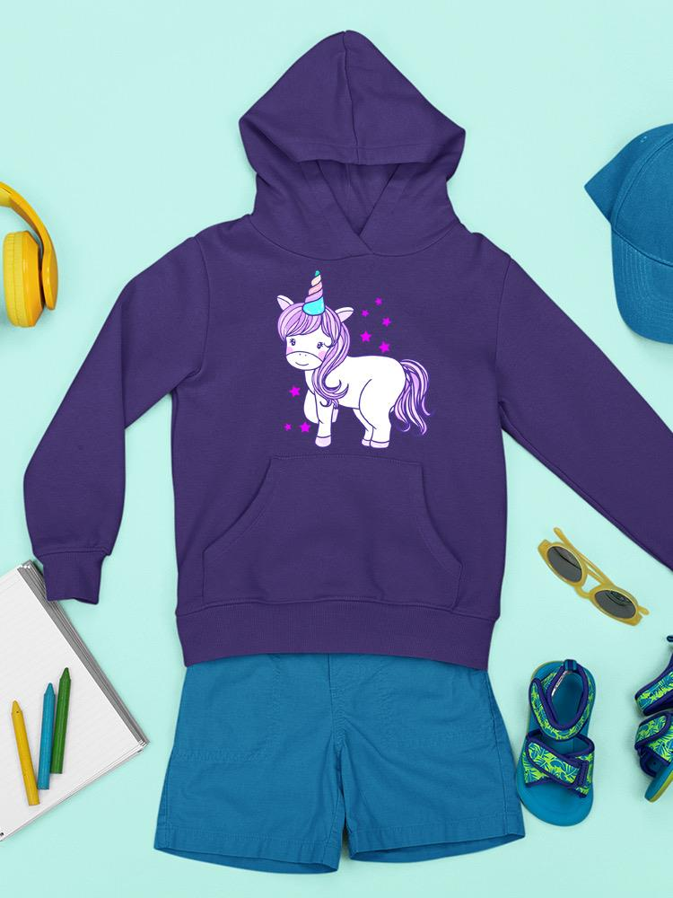 a purple hoodie with a unicorn on it