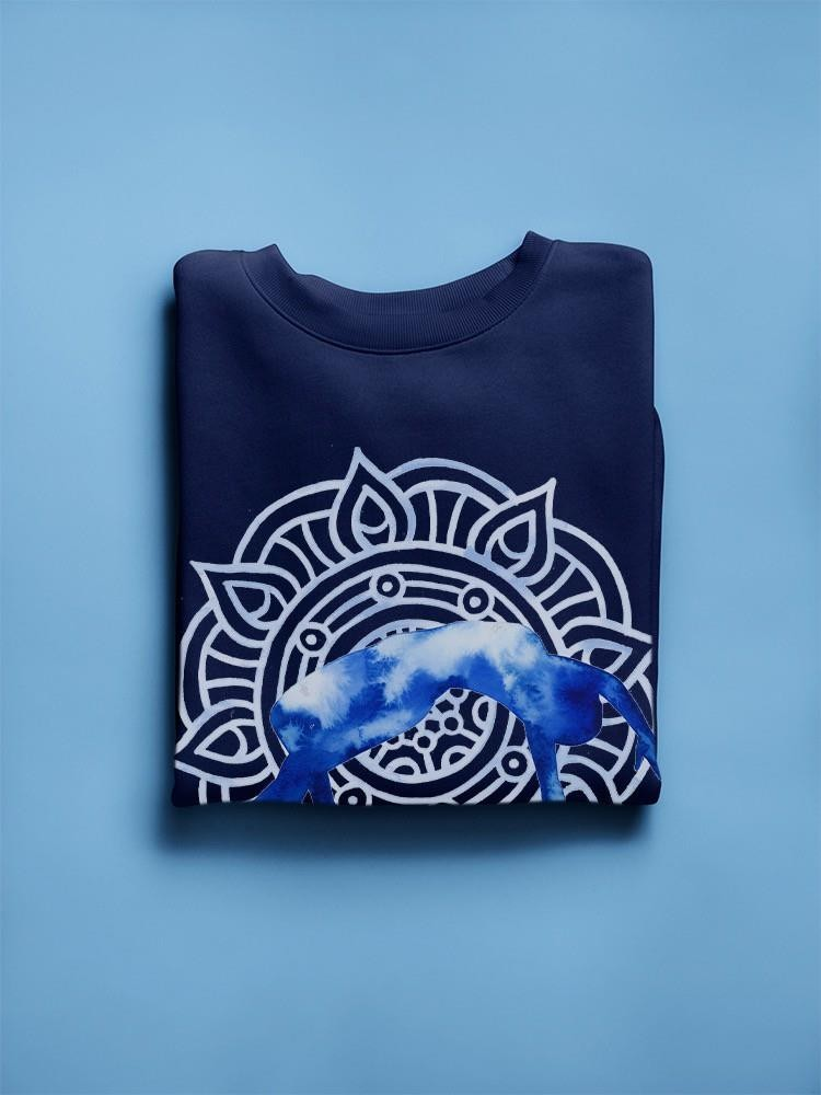 a blue sweater with a blue design on it