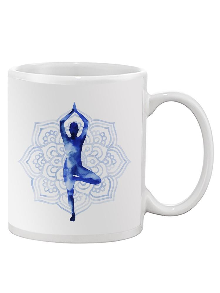 a mug with a person in the yoga pose
