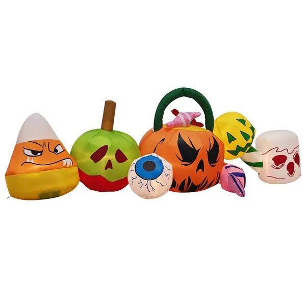 a group of inflatable halloween decorations