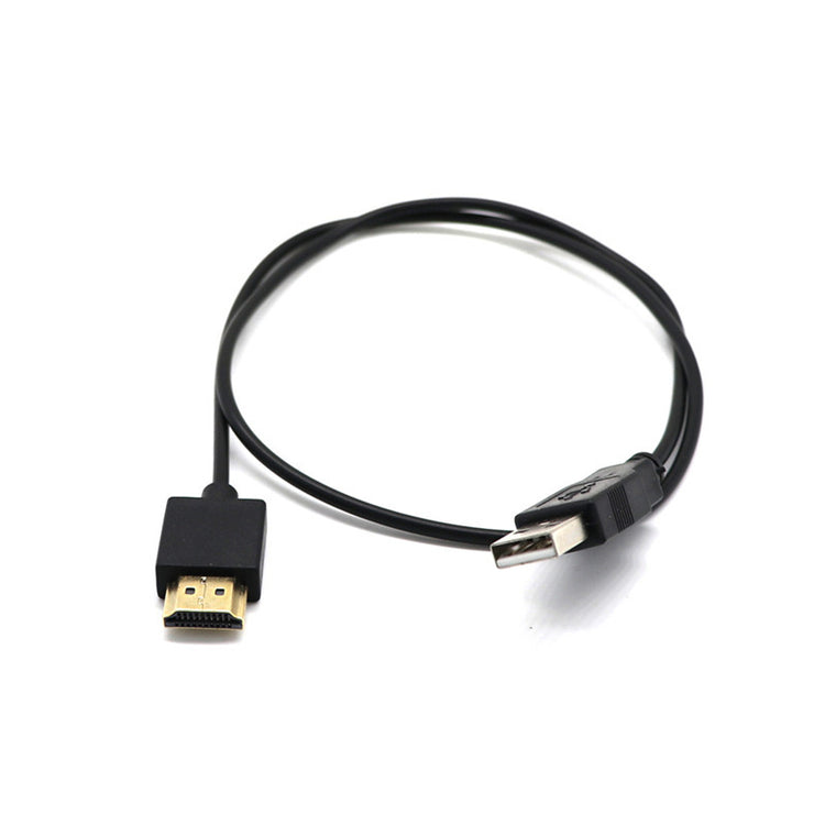 a black cable with a gold end