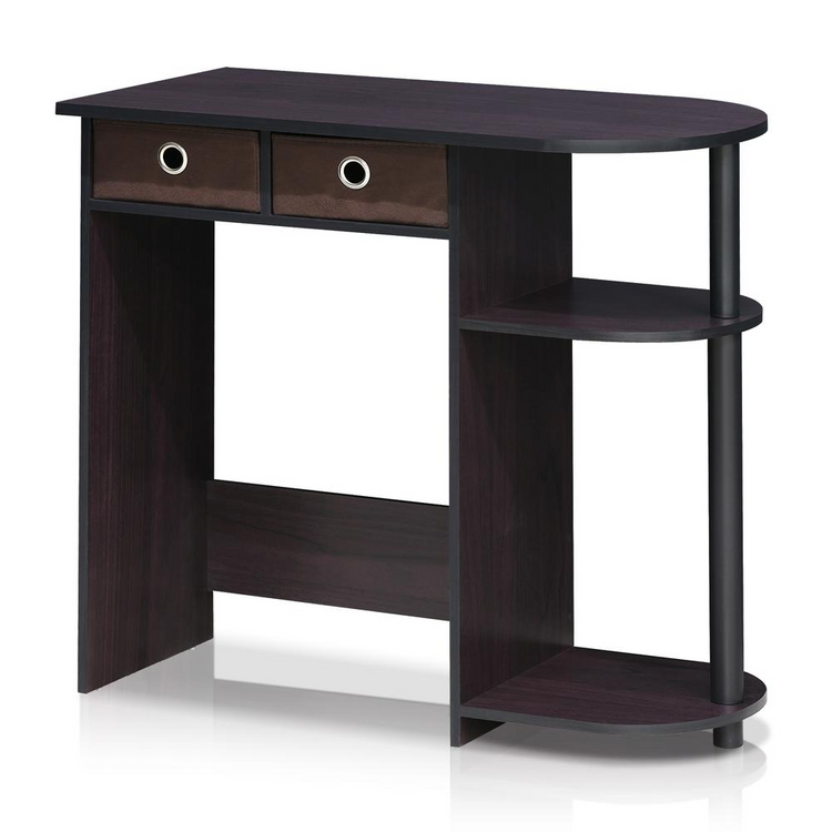 a black desk with two drawers