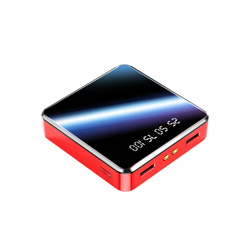 a red square device with a black screen