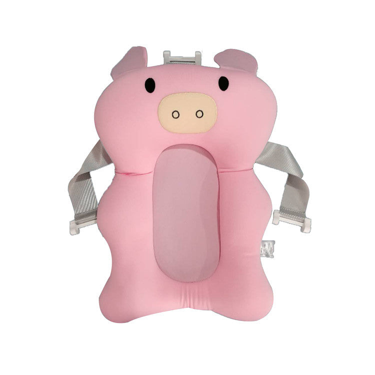 a pink baby seat with straps