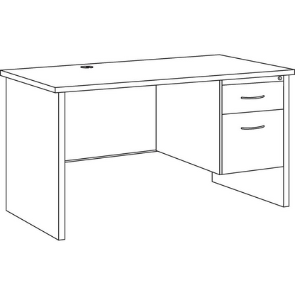 Lorell Fortress Modular Series Right-Pedestal Desk - 48" x 30" , 1.1" Top - 2 x Box, File Drawer(s) - Single Pedestal on Right Side - Material: Steel - Finish: Mahogany Laminate, Charcoal - Scratch Re