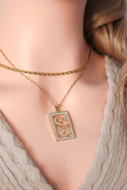 24K CZ Chinese Dragon Necklace