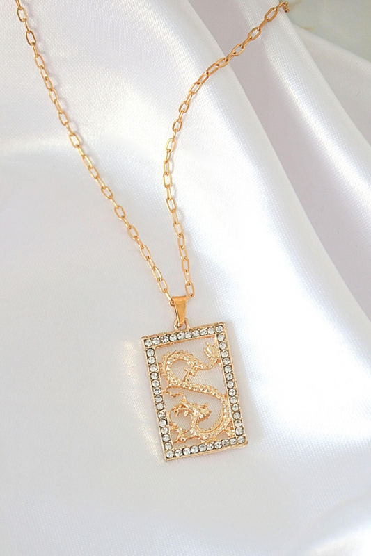 24K CZ Chinese Dragon Necklace