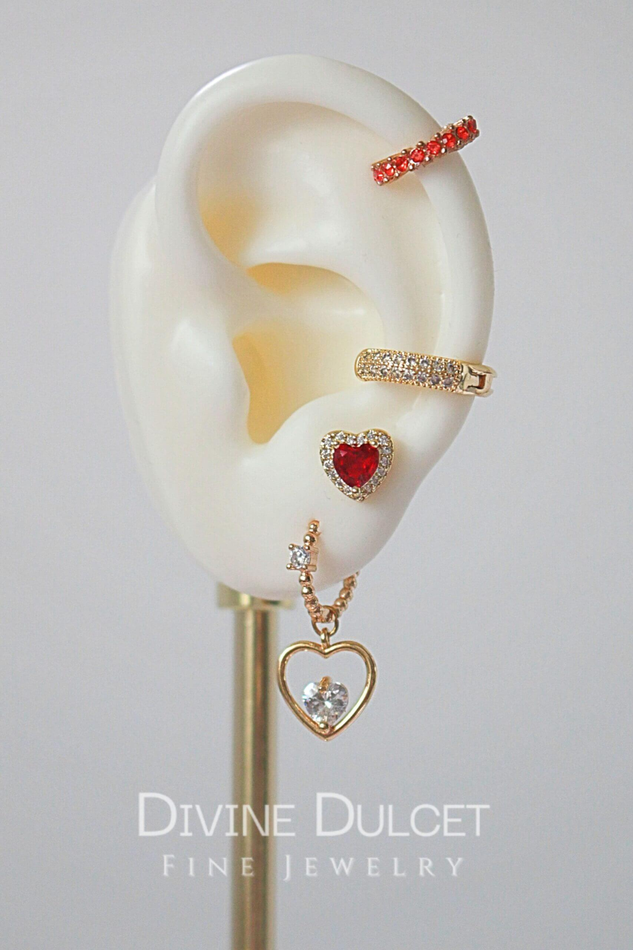 "Valentines Date" | 18K Red CZ Heart Stud Earrings