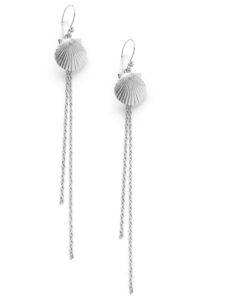a pair of silver earrings