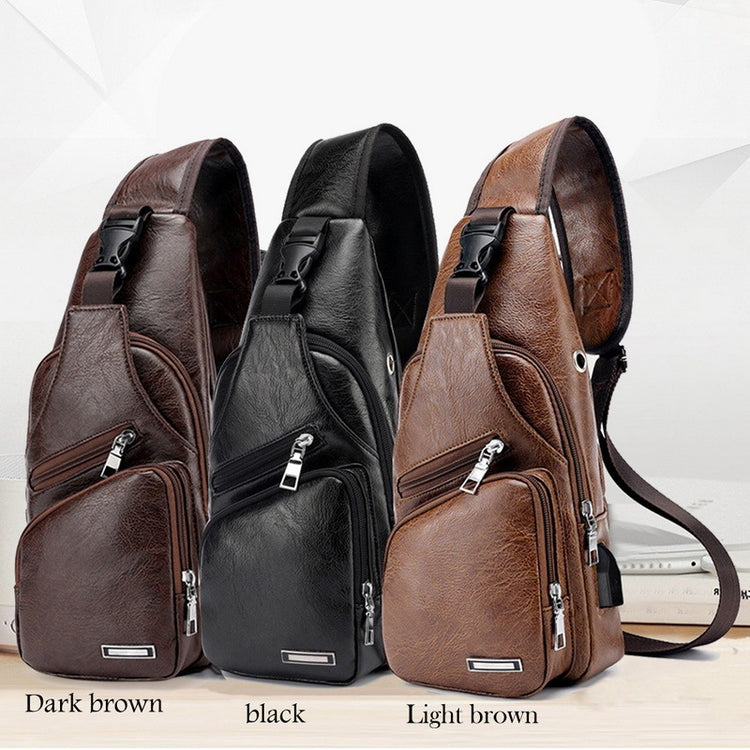 a group of leather bags