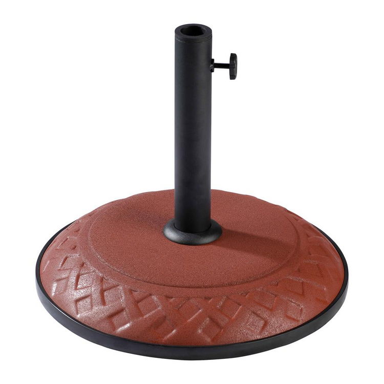 a round base with a black pole