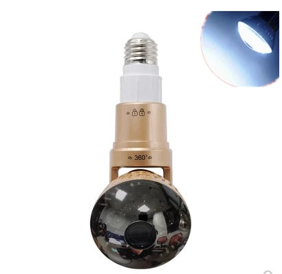 a light bulb with a camera lens