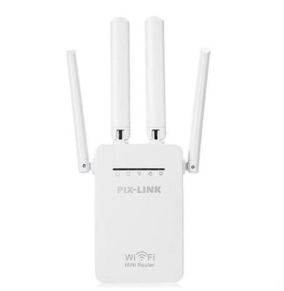 a white wi-fi router with multiple antennas