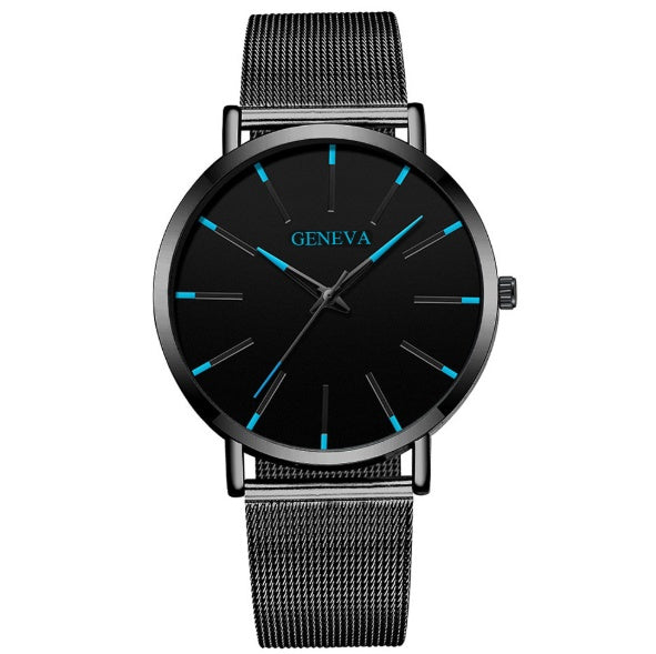 a black watch with blue numbers