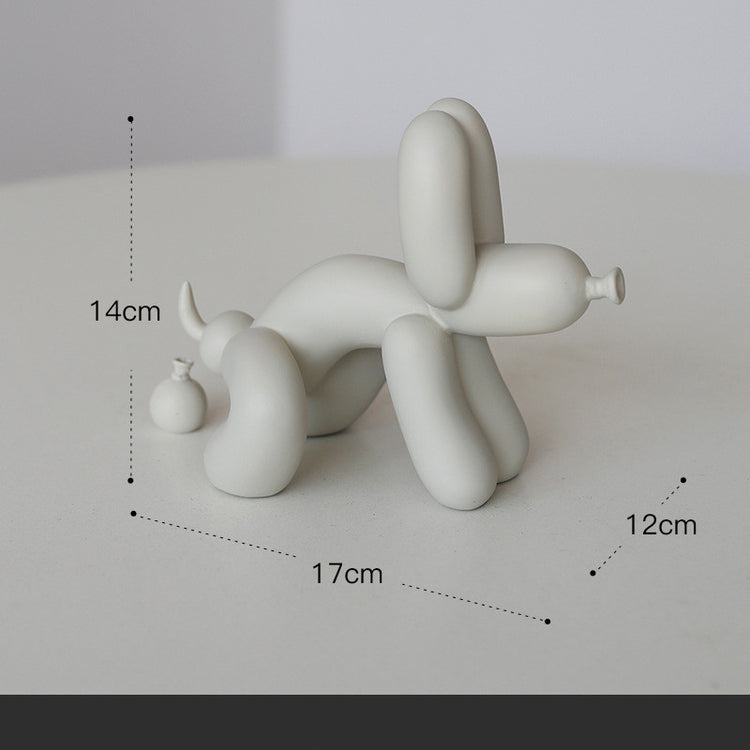 a white dog sculpture with measurements