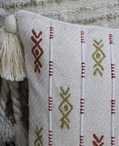 Embroidery Throw Pillow with Tassels 14" X 24"
