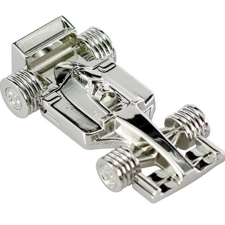 a silver toy car with wheels