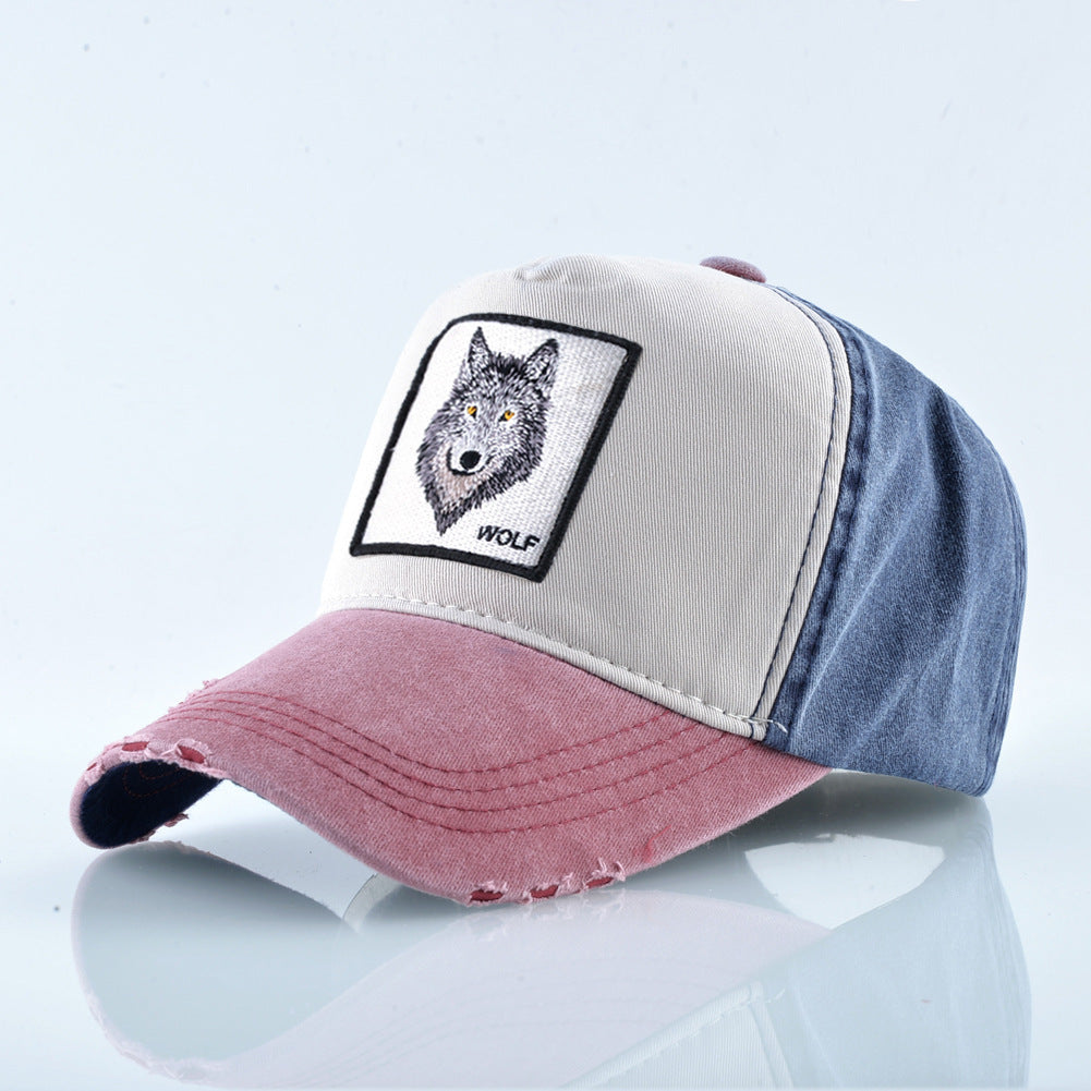 a hat with a wolf on it