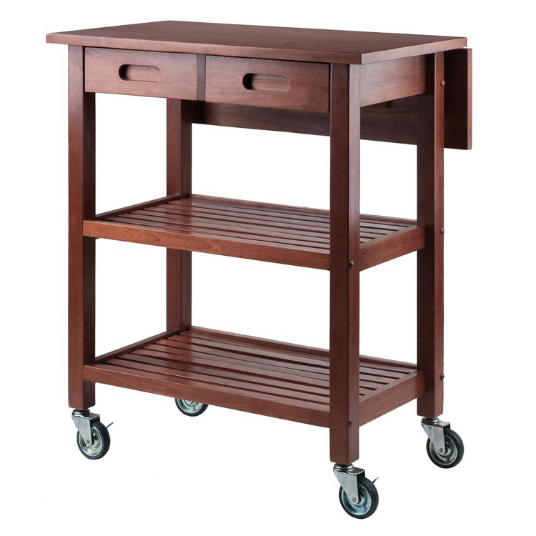 a wooden cart with a drawer
