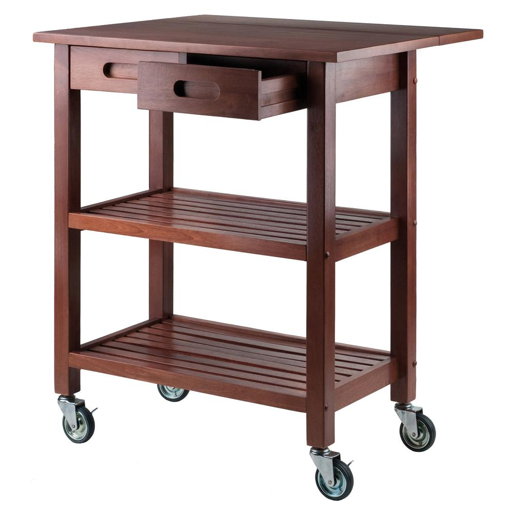 a wooden table with a drawer