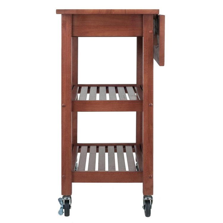 a wood table with a shelf