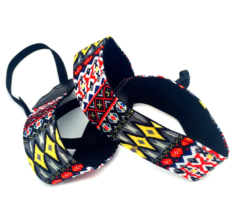 a pair of colorful headphones