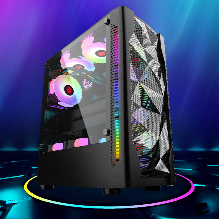 a computer tower with lights
