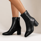 Women's Pointed-Toe Chunky-Heel Mid-Calf Boots