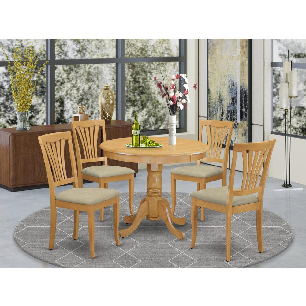ANAV5-OAK-C 5 Pc Dinette Table set - Kitchen dinette Table and 4 Kitchen Chairs
