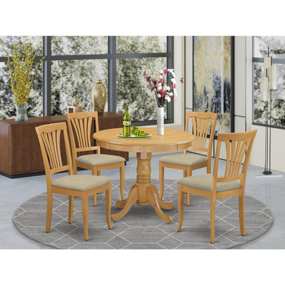 ANAV5-OAK-C 5 Pc Dinette Table set - Kitchen dinette Table and 4 Kitchen Chairs