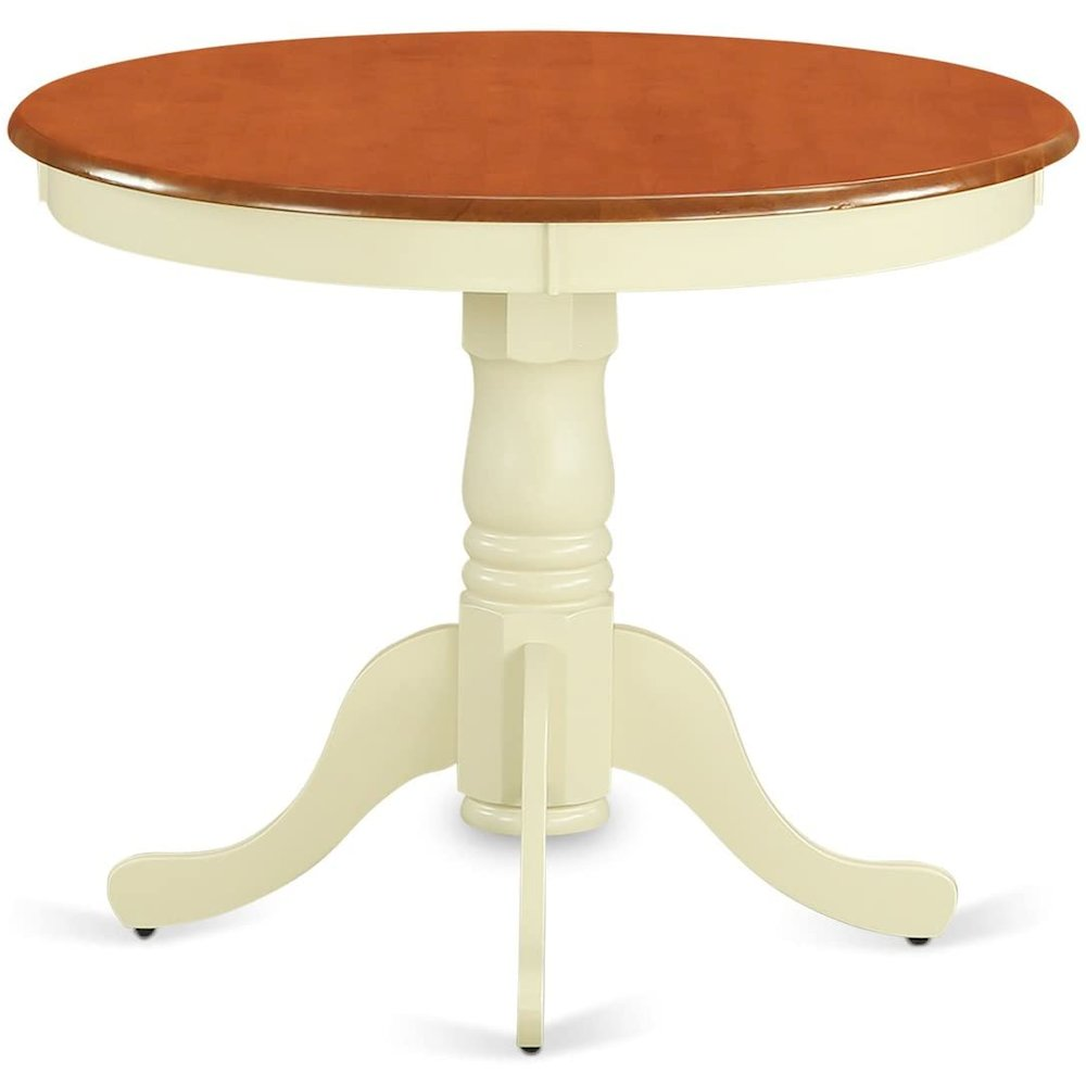 a round table with a white base