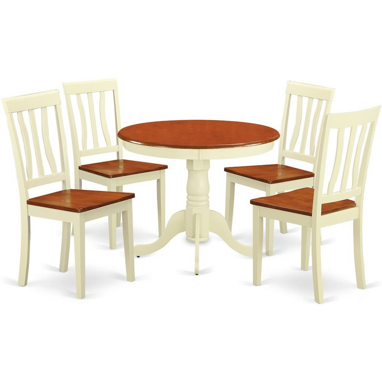 a table and chairs around it