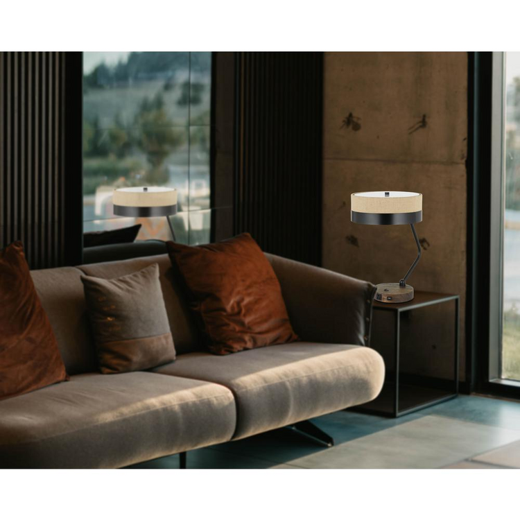 a couch with a lamp on it