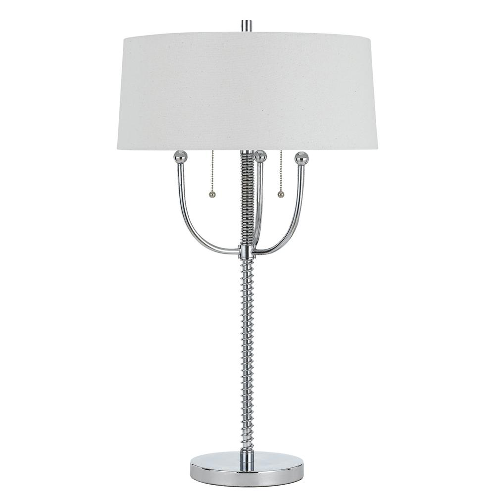 a lamp with a white shade