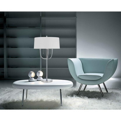 60W X 2 Lesinametal  Floor Lamp With Linen Shade