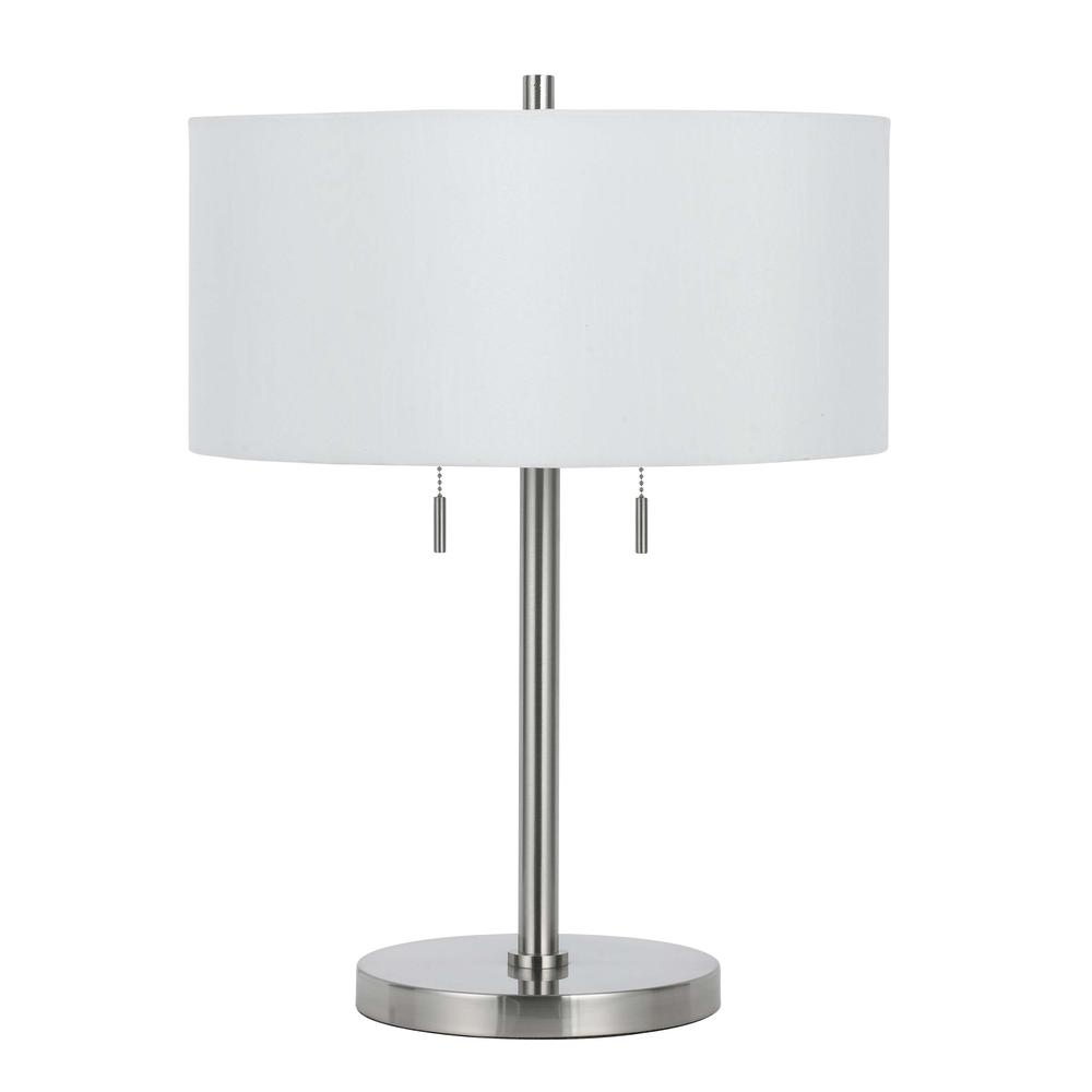 a lamp with a white shade
