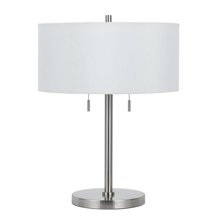 a lamp with a white shade
