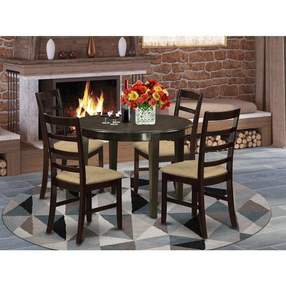 BOPF5-CAP-C 5 Pc small Kitchen Table set-round Kitchen Table and 4 Dining Chairs
