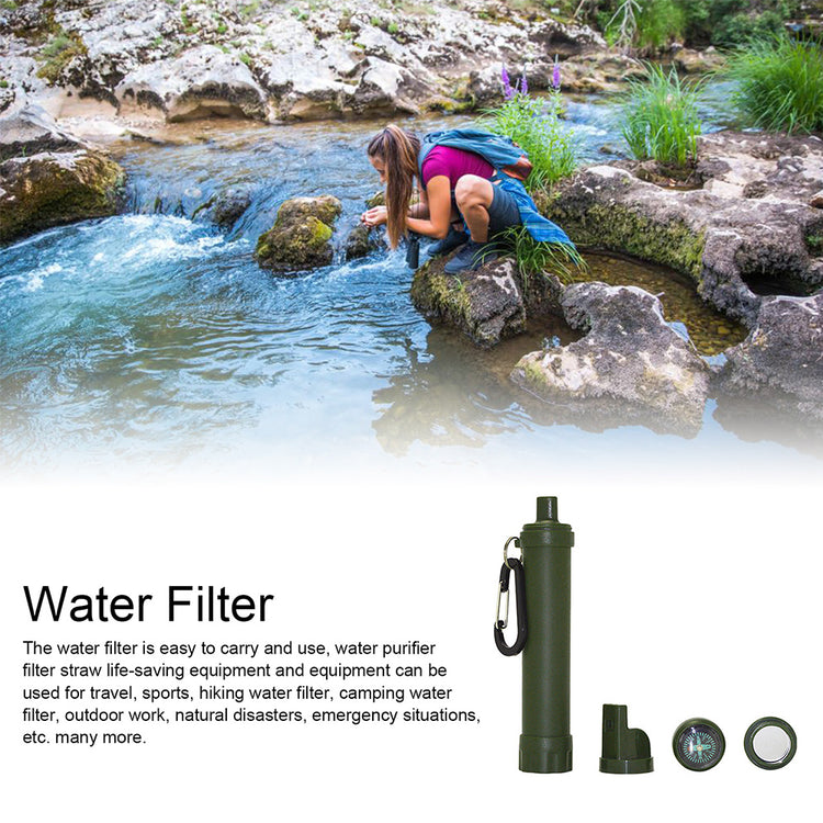 a woman drinking water from a stream
