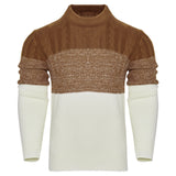 Men's Casual Color Block Long Sleeve Cable Knit Pullover Sweater