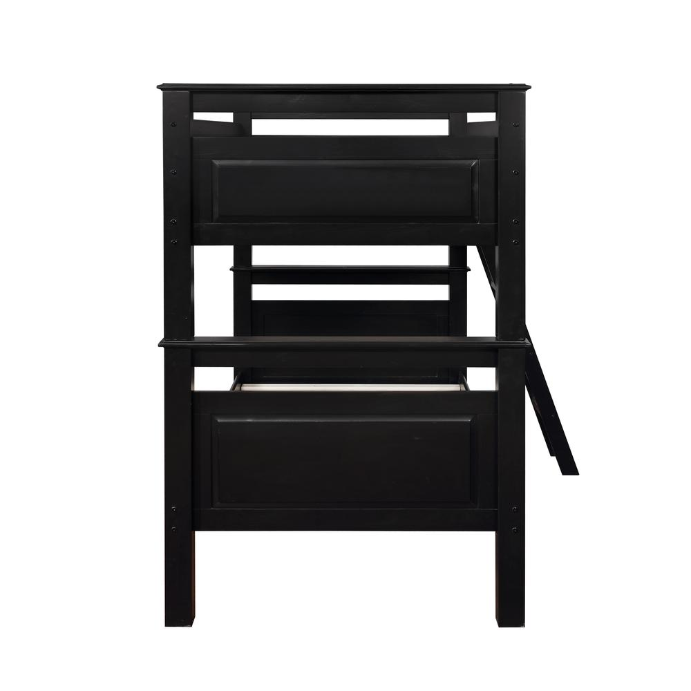 a black bunk bed with a white background