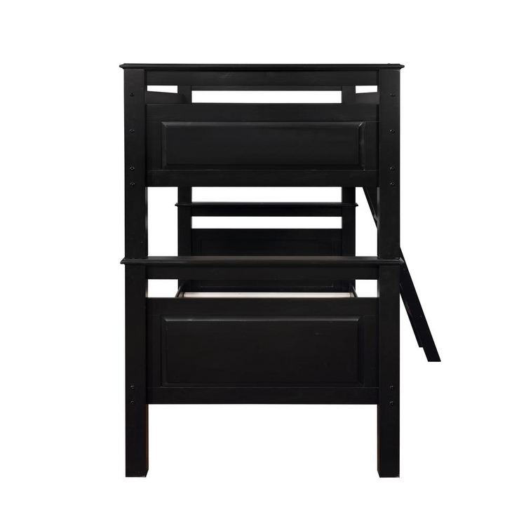 a black bunk bed with a white background
