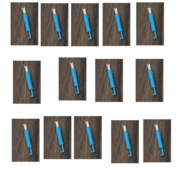 a collage of several blue objects