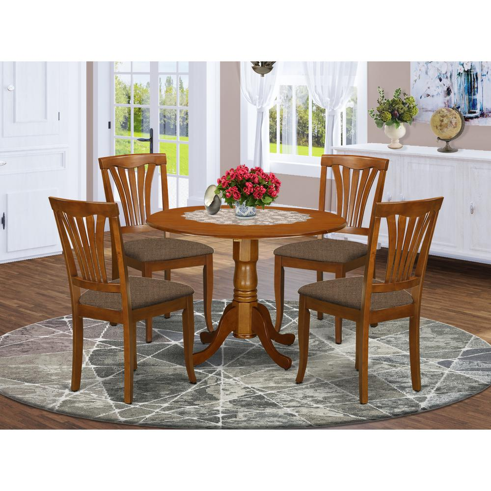 DLAV5-SBR-C 5 Pc small Kitchen Table set-round Table and 4 Kitchen Dining Chairs