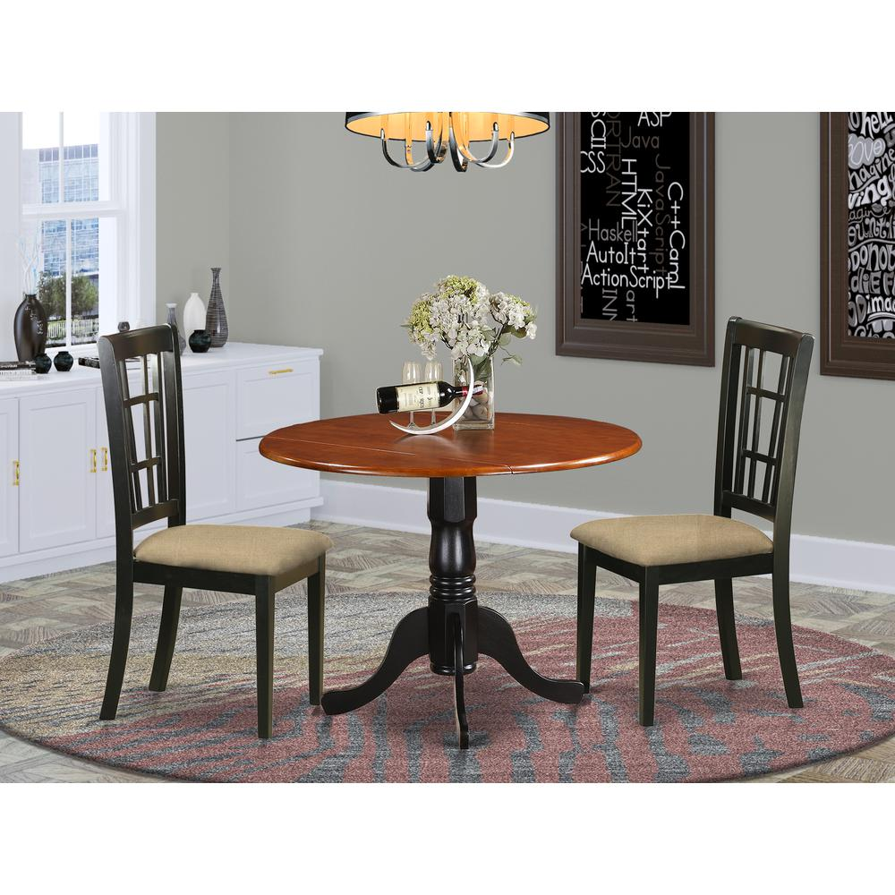 DLNI3-BCH-C 3 PC Kitchen Table set-Dining Table and 2 Wood Kitchen Chairs