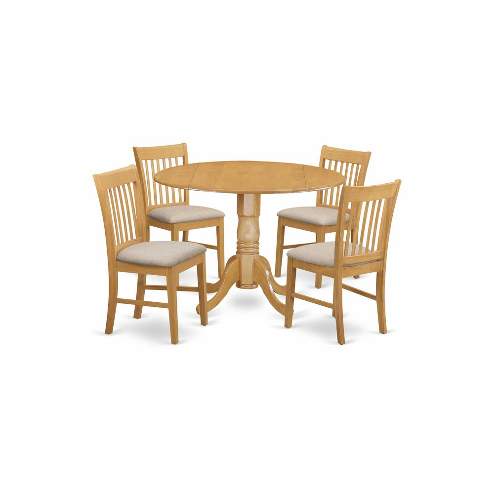 DLNO5-OAK-C 5 Pc small Kitchen Table set-round Kitchen Table and 4 Dining Chairs.