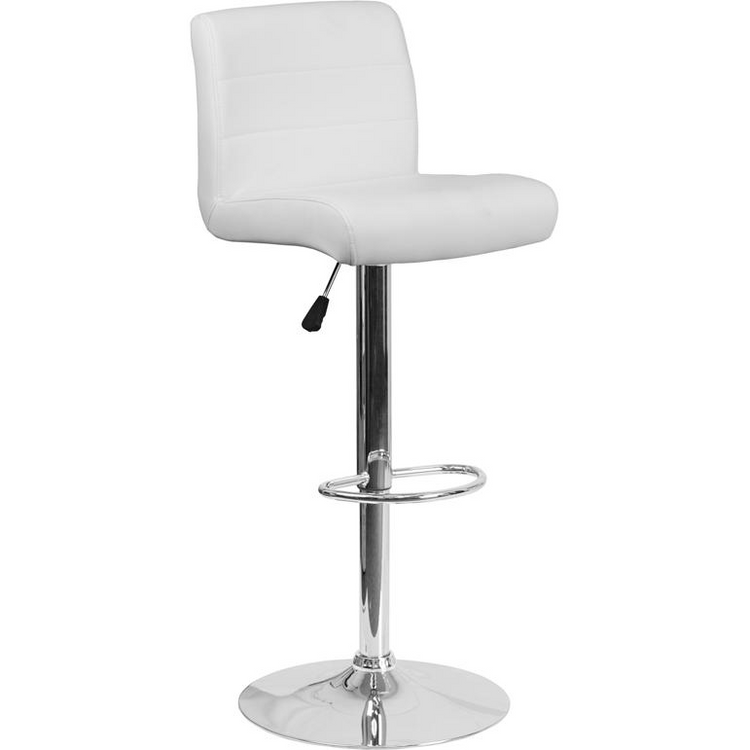 a white bar stool with a chrome base